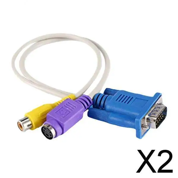 2X Portable 15-Pin Laptop VGA SVGA TO S-Video RCA Adapter Video Adapter Cable