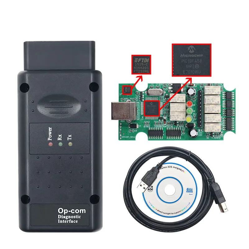 For Opel & Vauxhall: OP-COM Diagnostic Scanner with PIC18F458 | Supports V1.70, V1.95, V1.99 | Read Fault Codes, Program ECUs