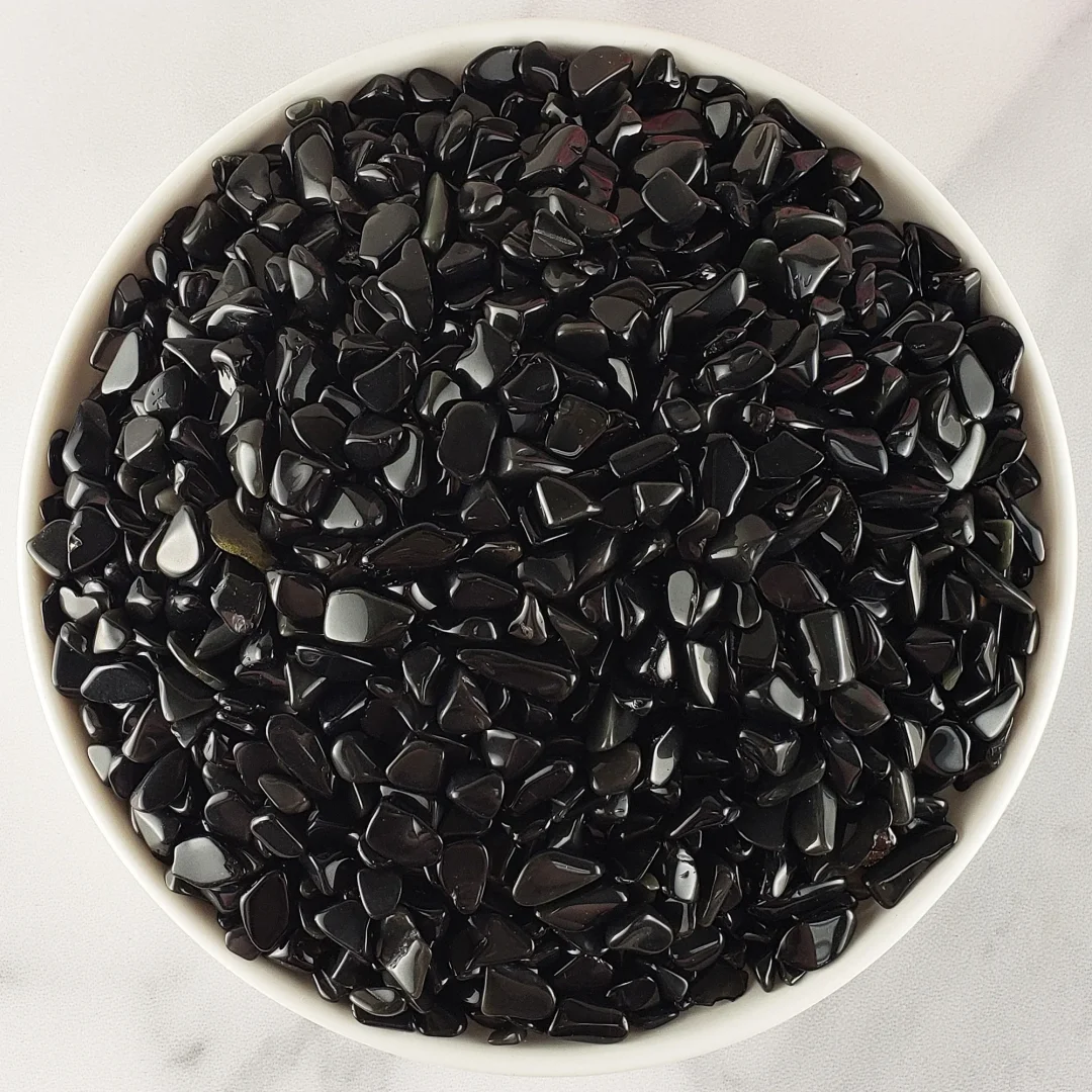 3-12mm Natürliche Schwarze Obsidian-Halbpolierte Edelsteinsplitter, Zerkleinerte Minikristalle, Ungebohrte Kristallsplitter, Schwarze Obsidian-Splitter – Detail 3
