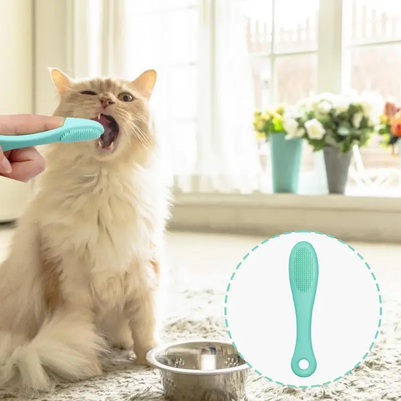 Cat Chin Brush Soft Silicone Grooming Chin Scrubber Non-Slip Multifunctional Finger Pet Supplies Cleaning Brush for Cats & Dogs