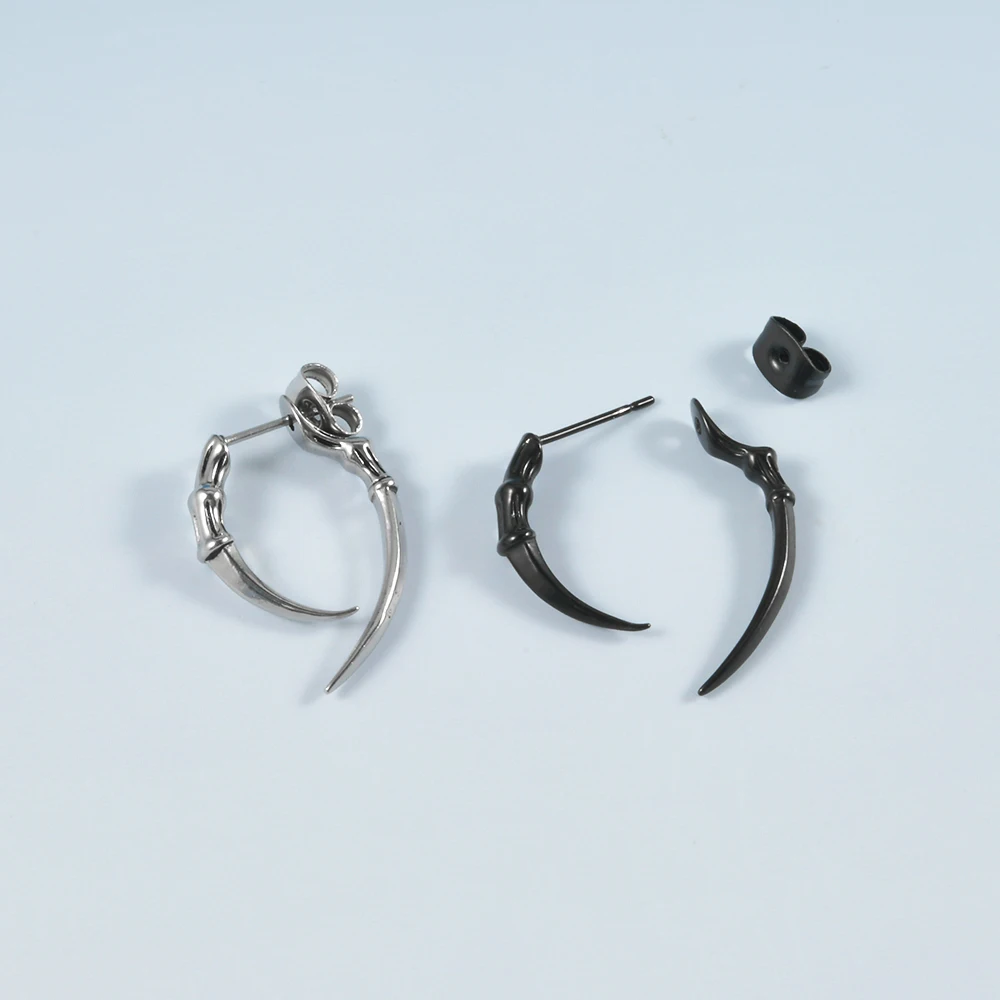 Rafflesia 1-مقابس جراحية من الفولاذ مقابس الفراشة مرصعة بالأذن على طراز الشرير أقراط زنمة سوداء مطلية بالفولاذ مجوهرات ثقب الجسم