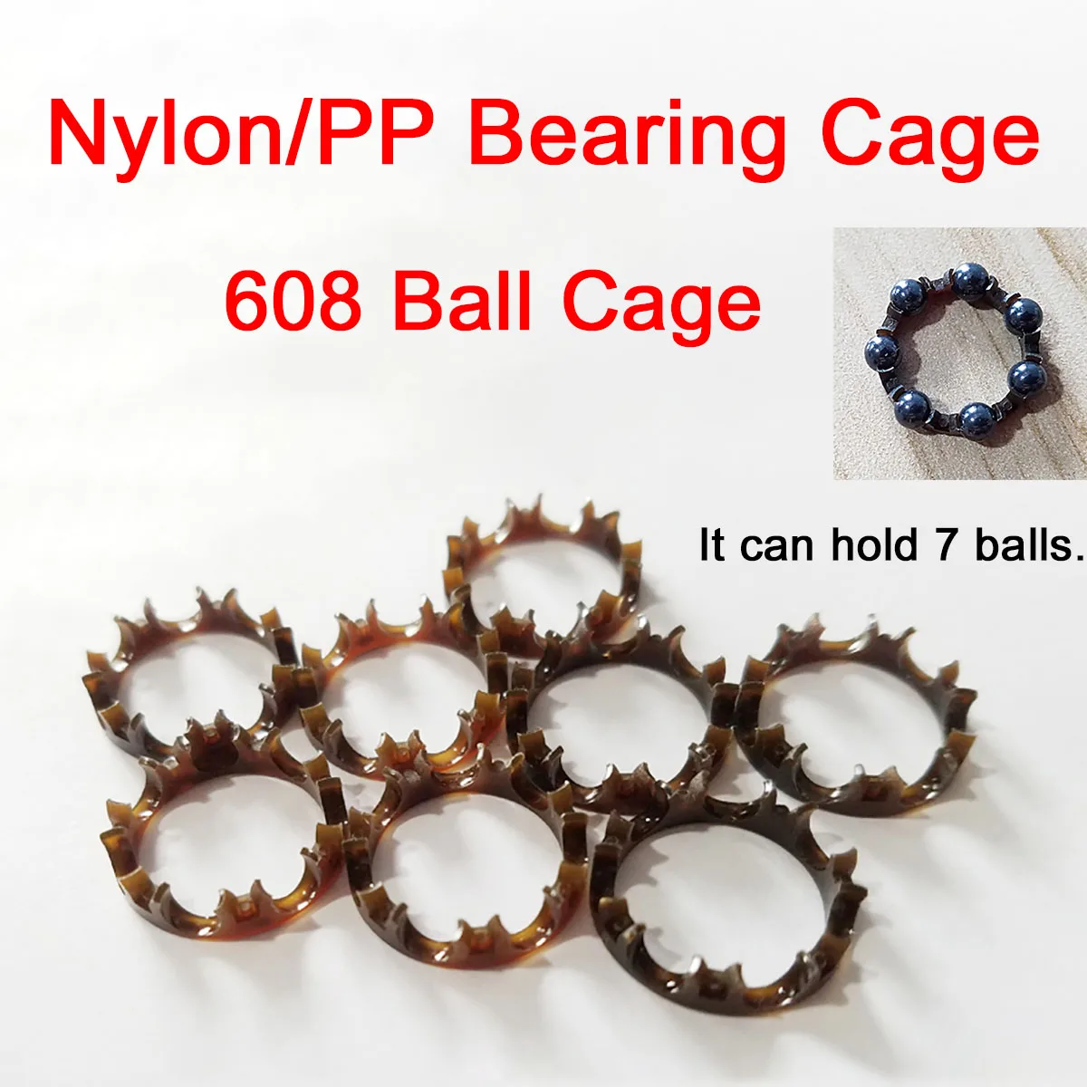 

10Pcs Nylon Bearing Cages/PP Bearing Cages 608 Ball Cages Bearing Retainer (608 Ball Diameter: 3.969mm) Light Weight Low Noise