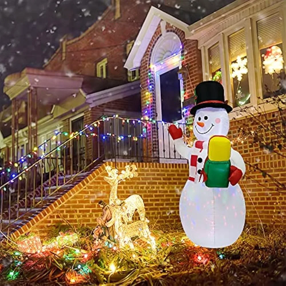 

5FT/1.5M Christmas Inflatable Snowman with LED Lights in Seabeach Decorations Outdoor Grassland Beach Garden Home Furnishings