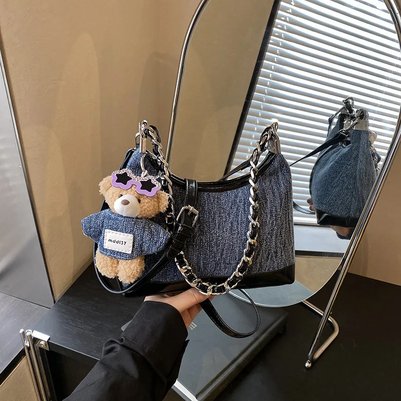 

Винтажная джинсовая женская сумка 2025 года, новая высококачественная дизайнерская темпераментная модная сумка через плечо