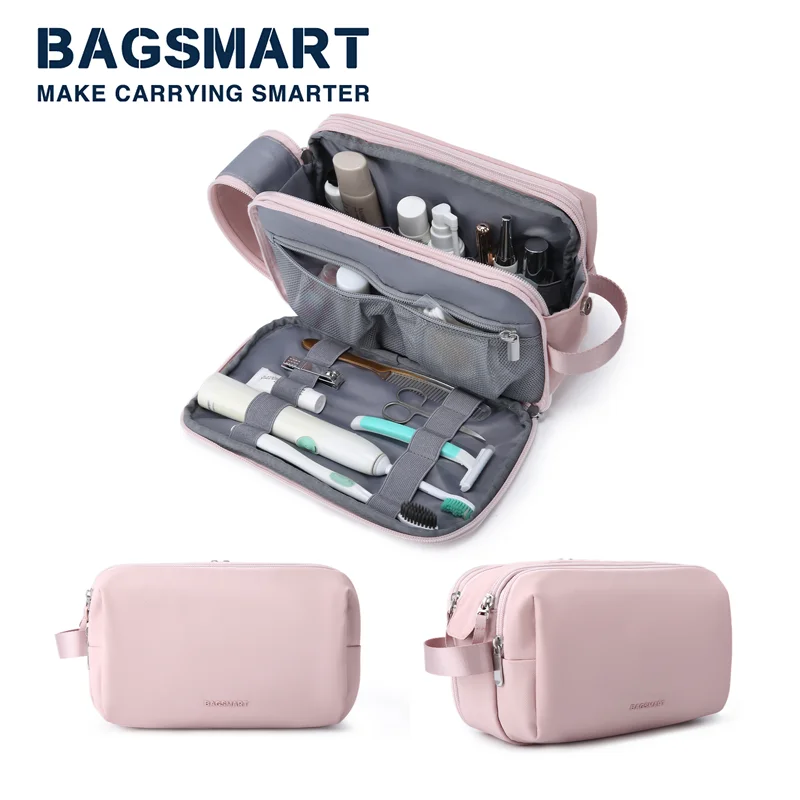 BAGSMART Travel Cosmetic Bag Functional Hanging Zipper Makeup Case Necessaries Organizer Storage Pouch Toiletry Make Up Wash Bag