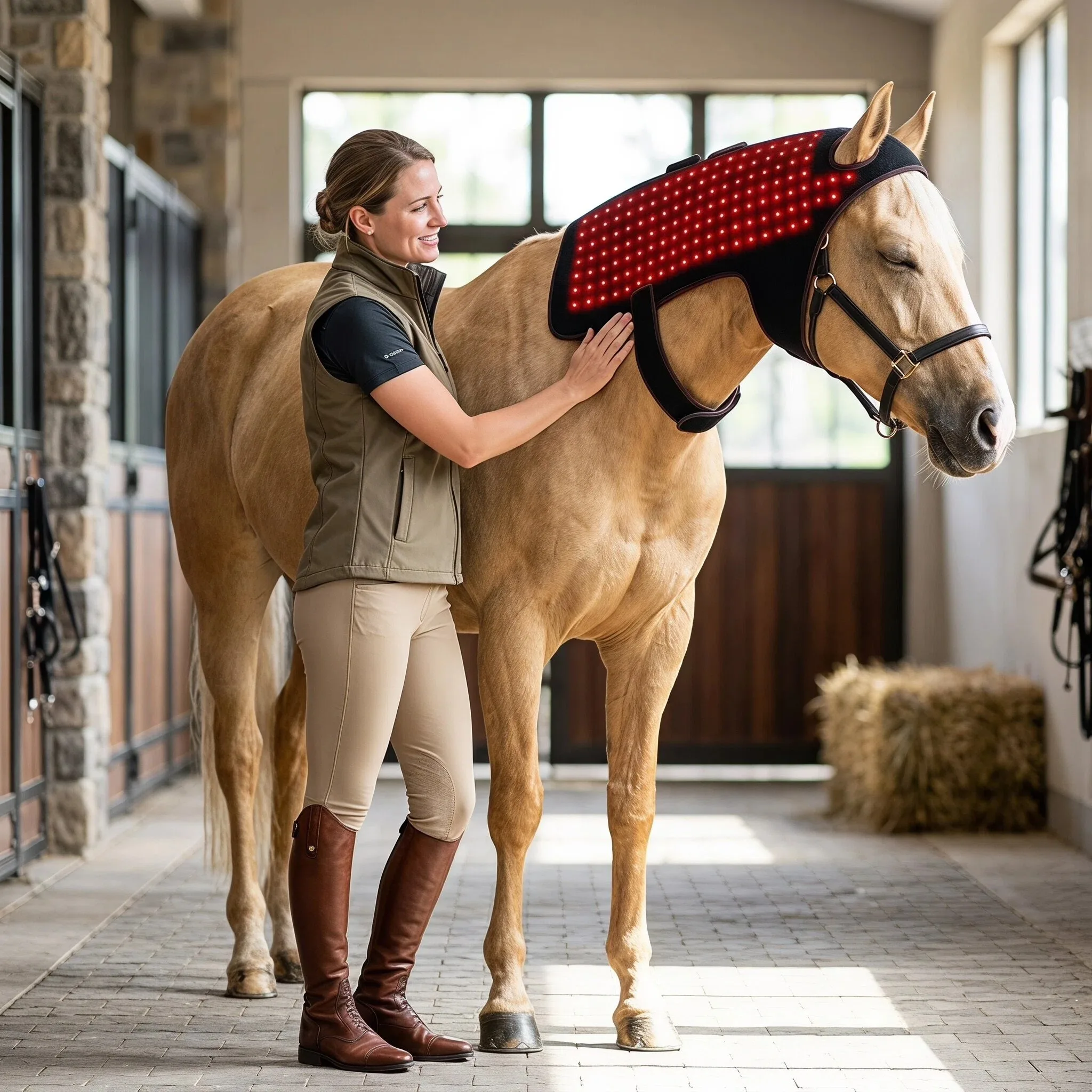 Cordless LED Device Equine Neck Head-Deep Tissue Healing Polyester Material 196 Horse Poll Red Light Wrap 660nm+850nm