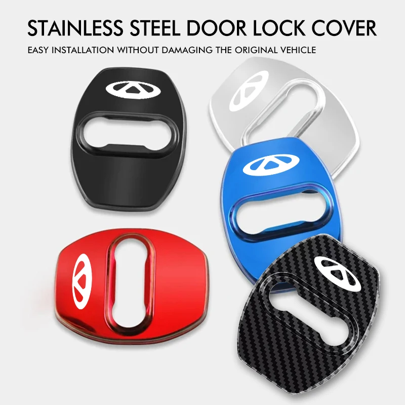 4PCS Car Styling Door Lock Cover Stainless Steel Protection Accessories For Chery Fulwin QQ Tiggo 3 5 T11 A1 A3 A5 Amulet M11