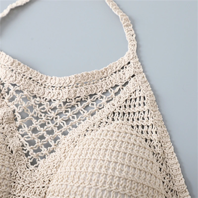 Summer Seaside Halter Vest Sweet Crochet Bra Short Camis Sleeveless Halter Vest