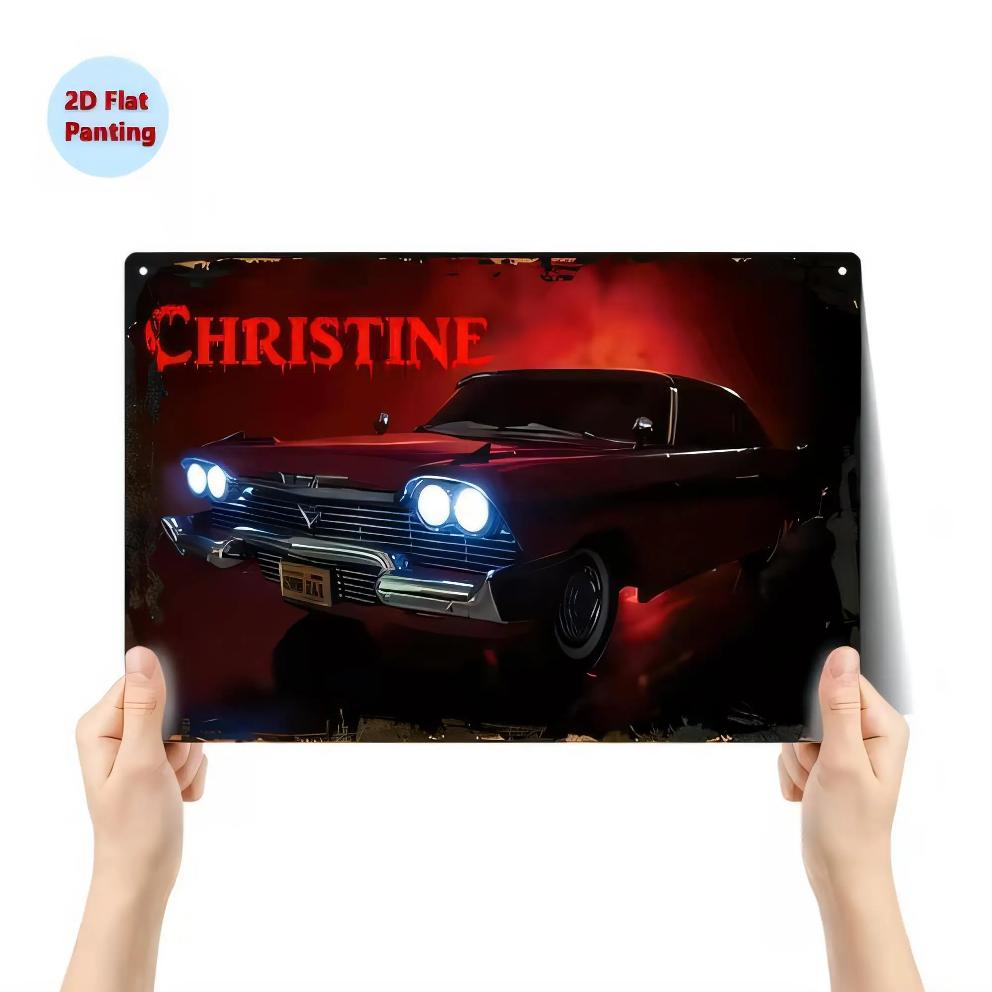 Tin Sign Vintage Metal Plaque Wall Decor Christine Classic Car Red Movie Poster Style  Painting, Rustic Garage Bar Pub Man Cave