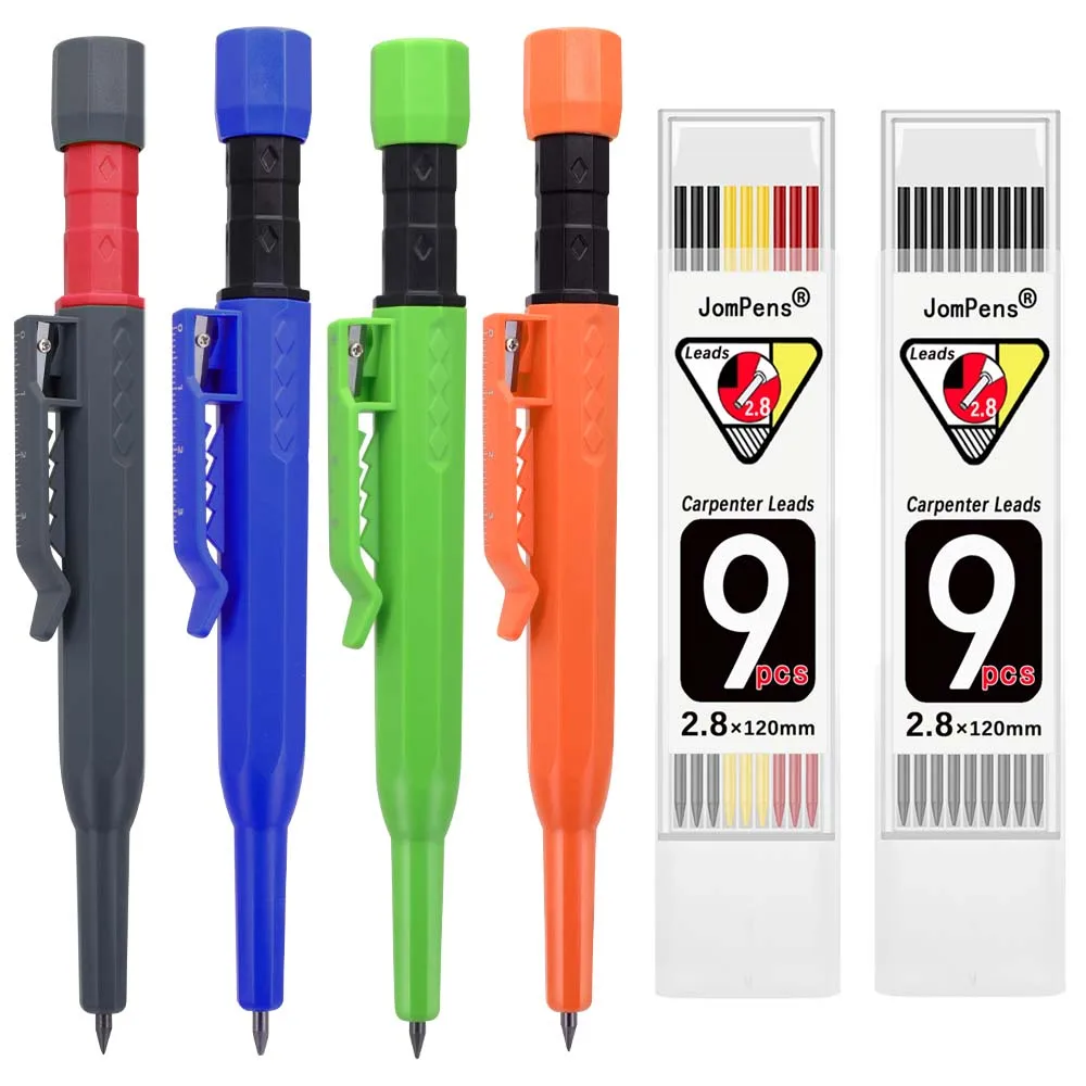 

Woodworking Mechanical Pencil Set With 2.8mm Refill Lead, Pen Cap With Scale,Deep Hole Woodworking Engineering Marking Tool