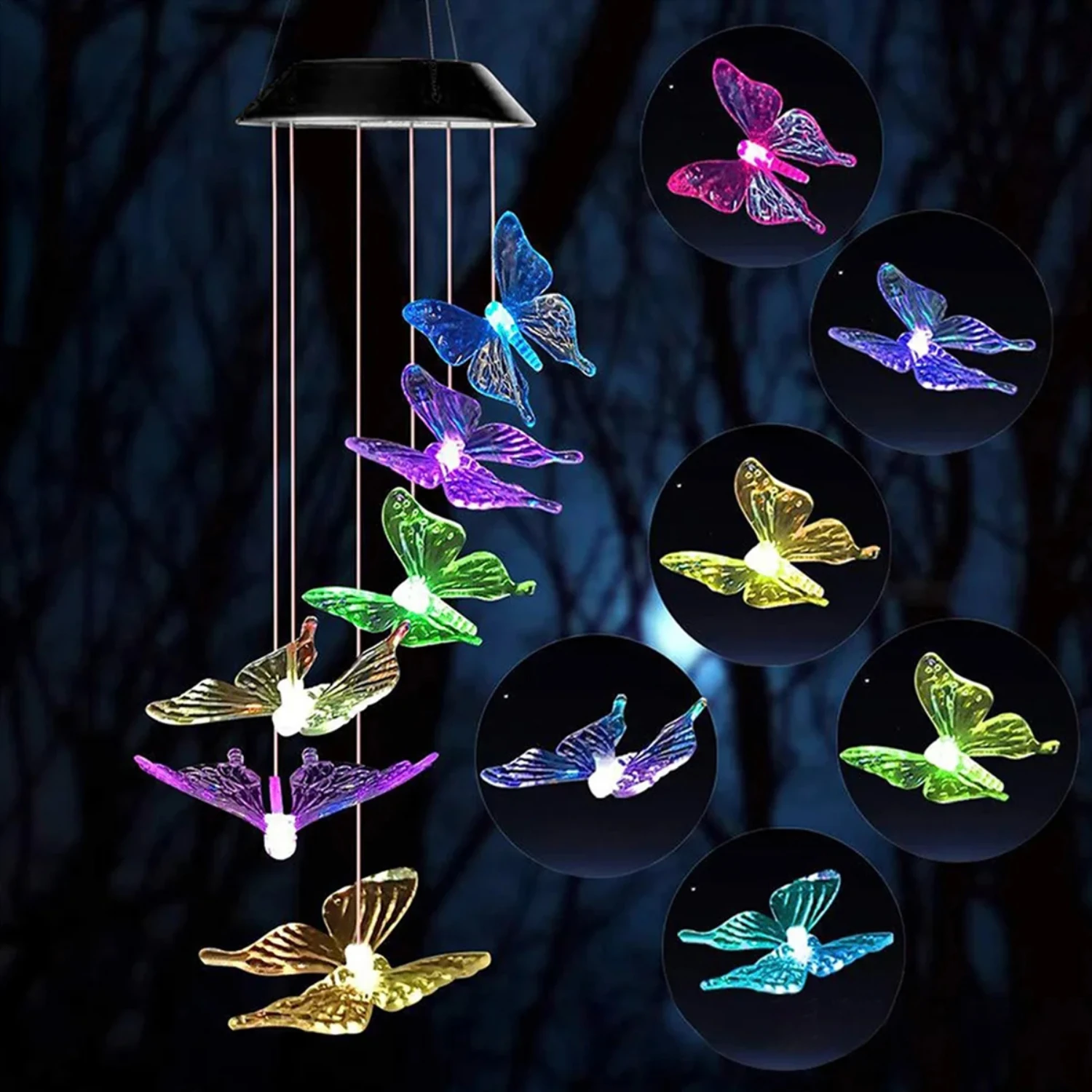 Beautiful, Vibrant, and Long-lasting LED Solar Wind Chime Light - Stunning, Colorful, and Durable Hanging Light for Yard Garden 