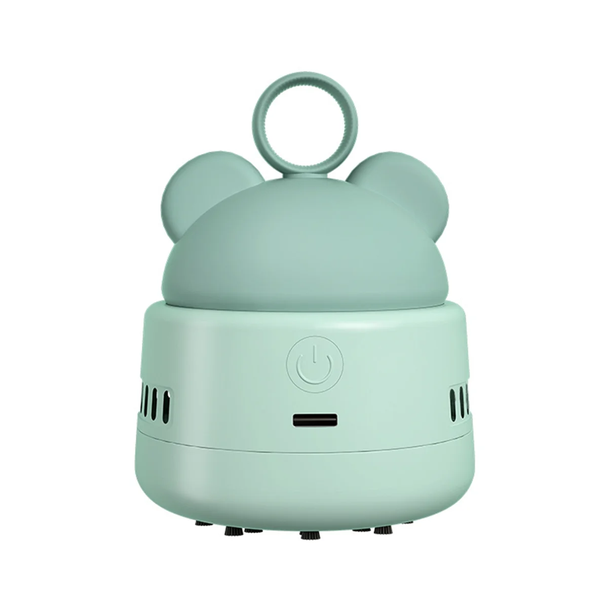 Cute Desktop Vacuum Cleaner Mini BearHead Ring Vacuum Cleaner for Cleaning Dust Crumbs Lake Green