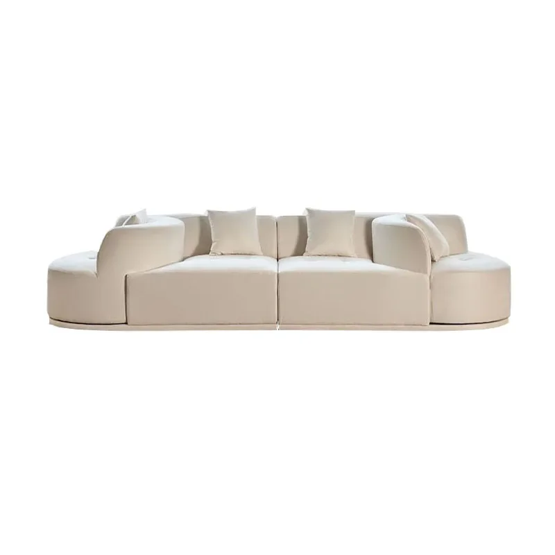 

Italian simple living room straight row large flat three or four people combination matte technology fabric module rotating sofa