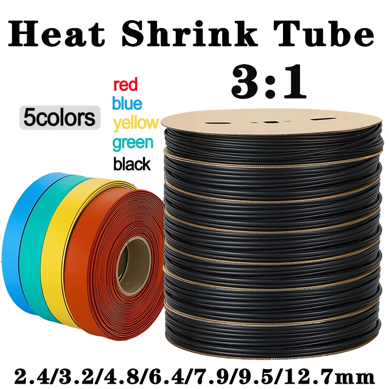 3:1 Dual Wall Heat Shrink Tube 1.6/2.4/3.2/4.8/6.4/7.9/9.5/12.7mm Polyolefin Waterproof Adhesive Lined Insulating Wire  Sleeve