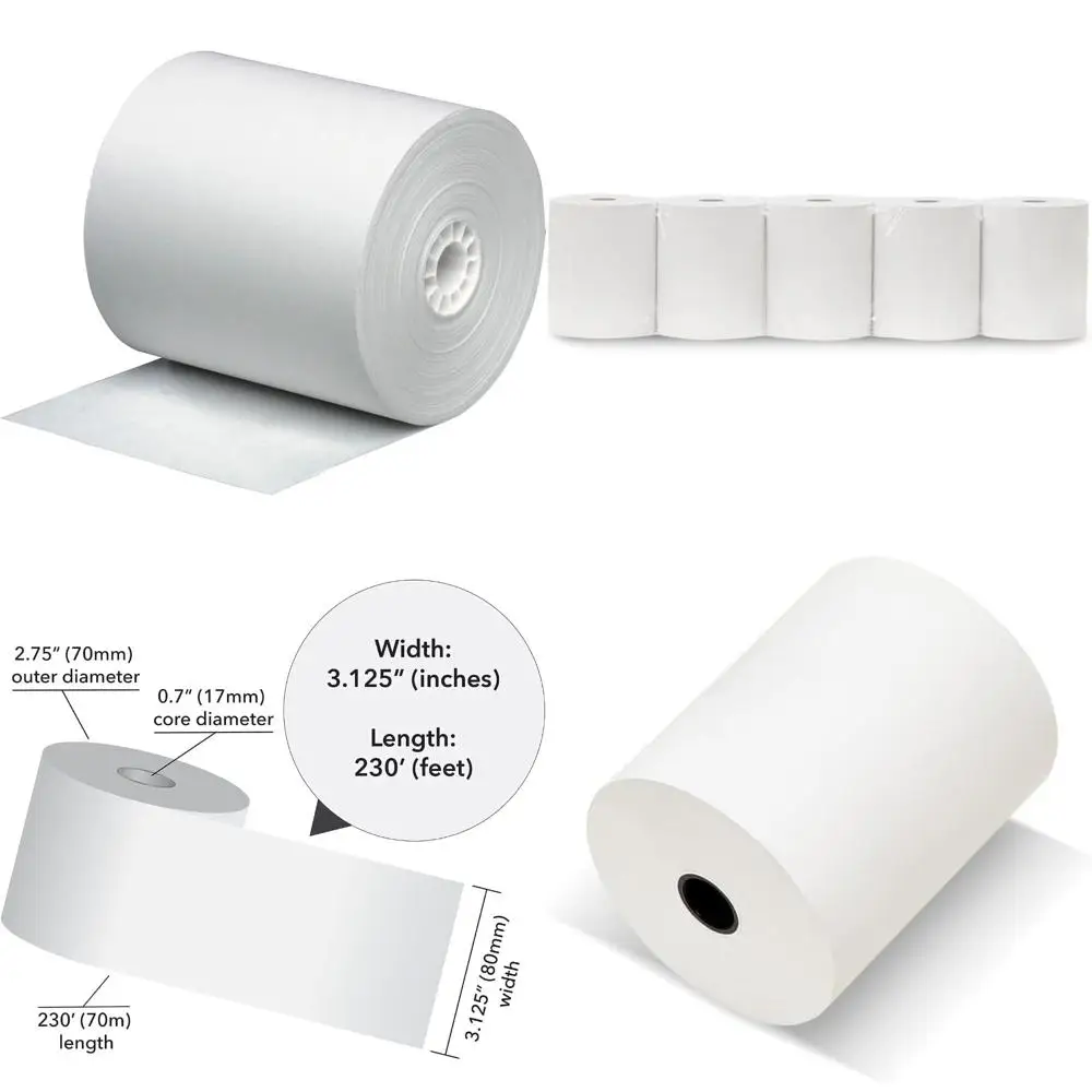 3" x 165ft cash register paper rolls, 50 rolls/carton