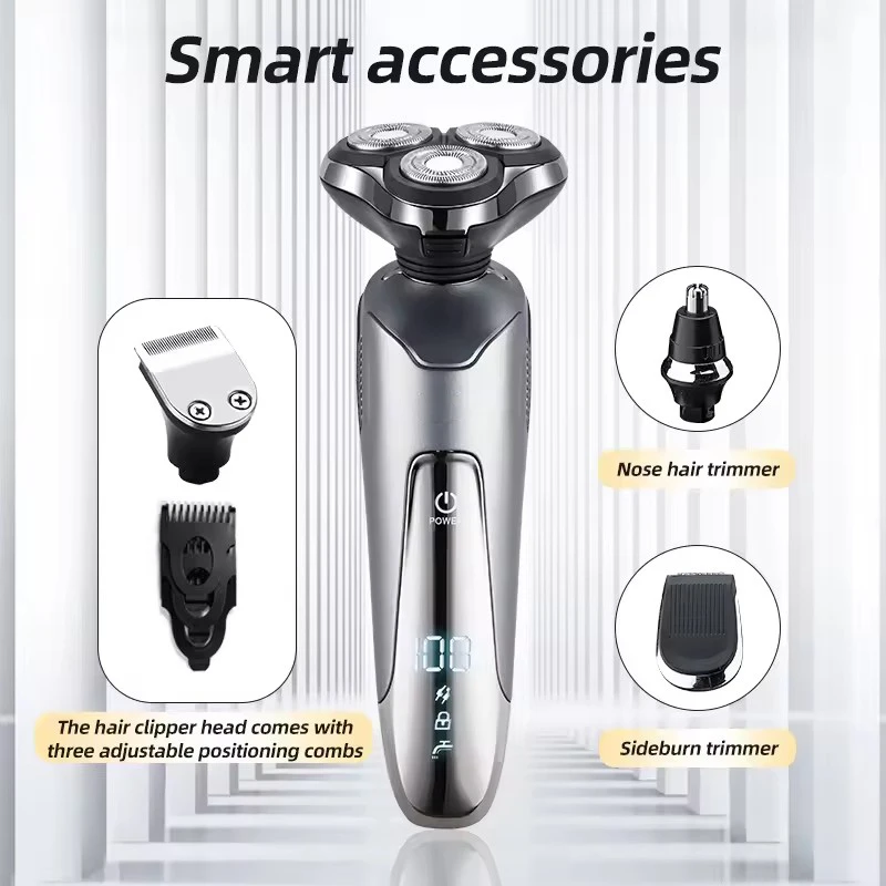 4D Man Professional Portable Shaver 800mah USB Rechargeable Three Head Safety Beard Razor Waterproof IPX7 Electric Shaver Face