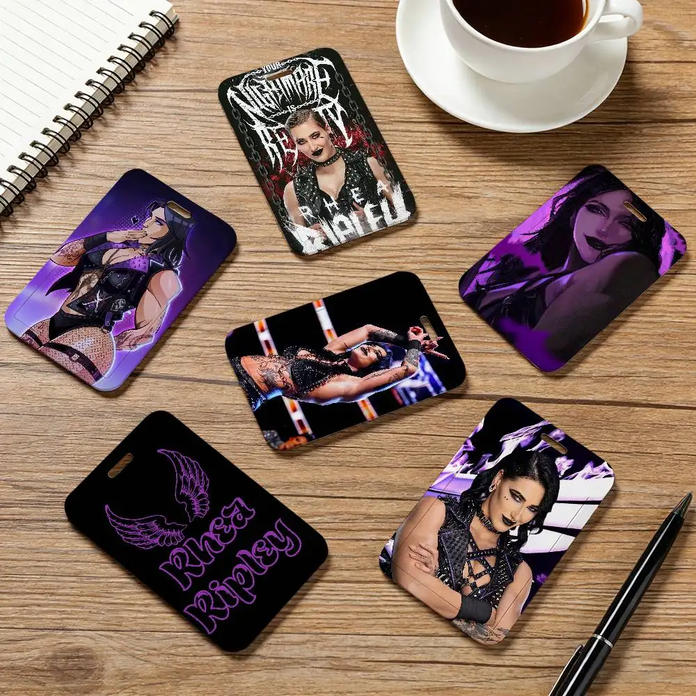 Porta Tarjetas de Identificación de Luchadora R-Rhea R-Ripley, Funda para Tarjeta de Empleado, Cordón para Cuello, Porta Credenciales de Trabajo, Porta Tarjetas con Nombre