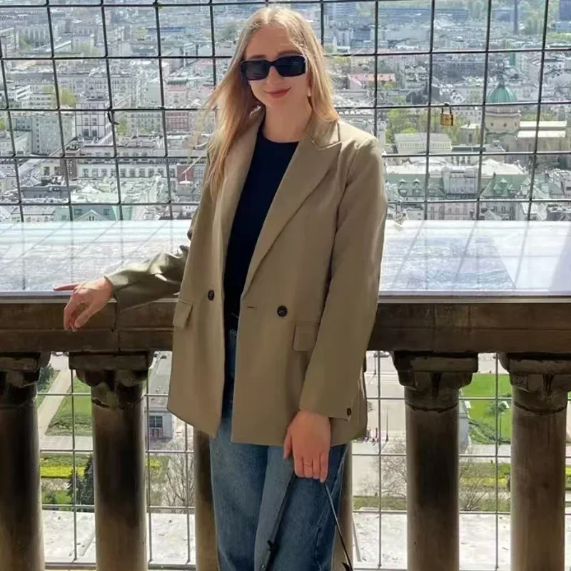 BWQ 2025 Women's Blazers New Office Casual Blazer Woman Straight Outerwears Fashion Women's Tailoring Blazers for Women Coats