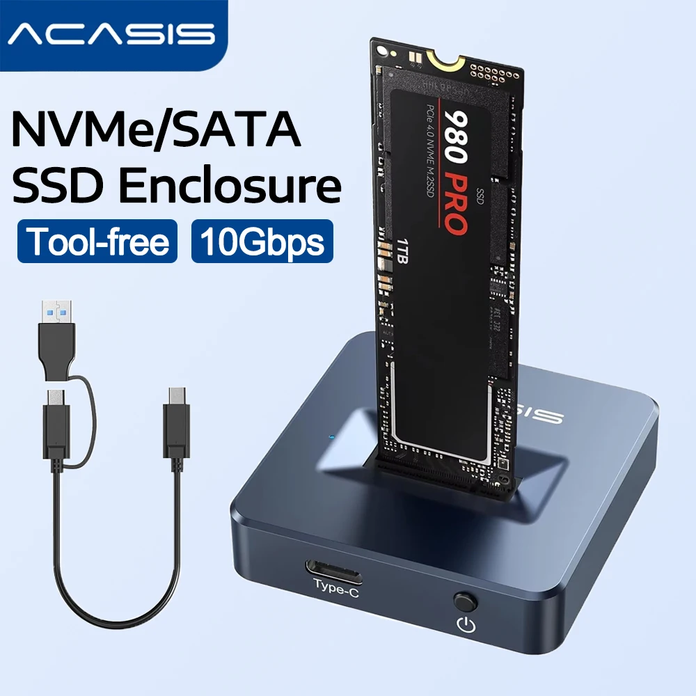 Acasis NVME SSD Enclosure M.2 NVMe & SATA to USB C/A Docking Station10 Gbps Aluminium Supports M.2 NVMe SATA SSD M Key & B+M Key