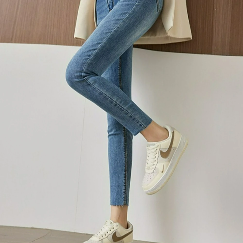 Womens High Waisted Skinny Jeans Stretchy Trendy Slimming Buttons Full Length Denim Pants