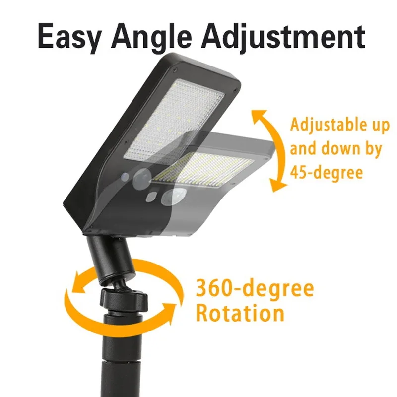 60‑LED Standing Solar Light, Motion‑Sensor Activated Solar Floor Lamp for Garden & Yard, Illuminates up to 40 ㎡ Rotatable & Vert