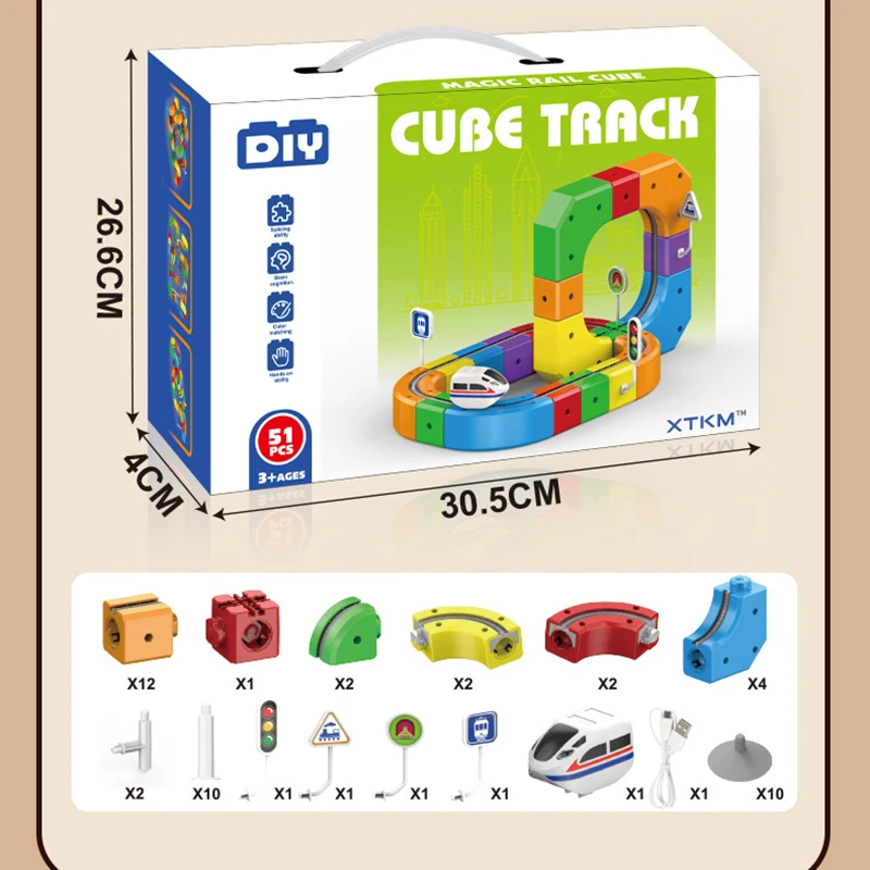 ألعاب مكعب السيارة السكك الحديدية السحرية للأطفال يمكنك صنعها بنفسك تجميع قطار المسار الإلكتروني السحري لعبة تعليمية للأطفال هدية عيد الميلاد #3