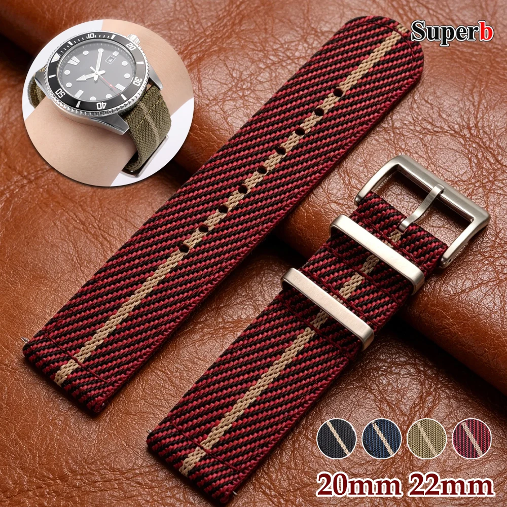 20 22mm Nylon Strap Quick Release for Tudor for Omega Watch Band Woven Canvas Fabric Band for Seiko Men Military Sport Bracelet
