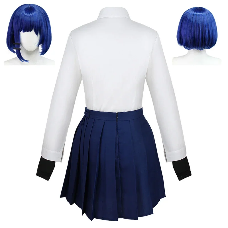 HN8 Yamada Ryo Costume Anime Bocchi The Rock Cosplay Skirts Shirt Blue Wig Full Sets For Women Girl Party Carnival Halloween8…Gf