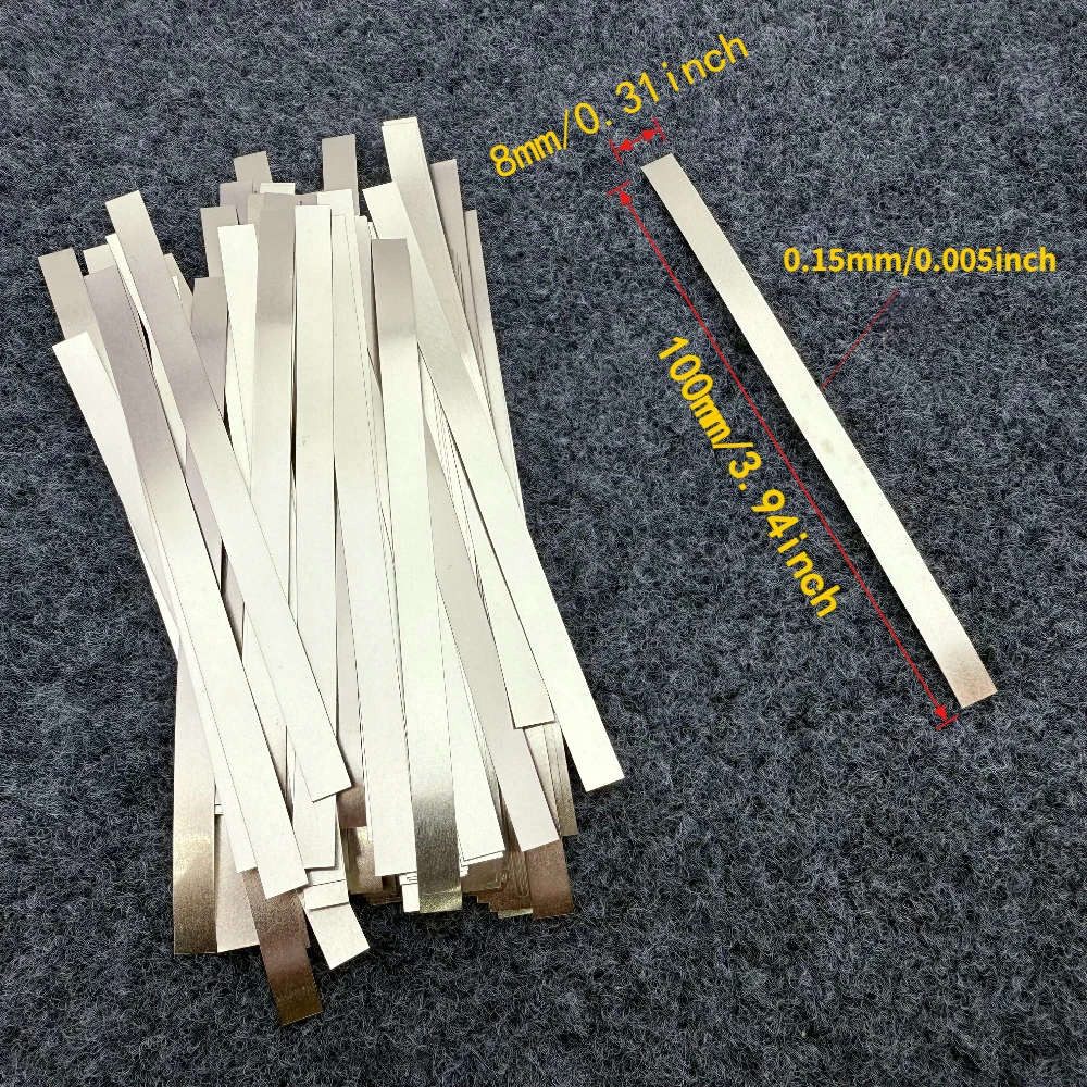 100pcs Nickel Plated Steel Strip Nickel Plate Strap Strip Sheets For 18650 Battery Spot Welding Machine Spot Welder 0.15x8x100mm