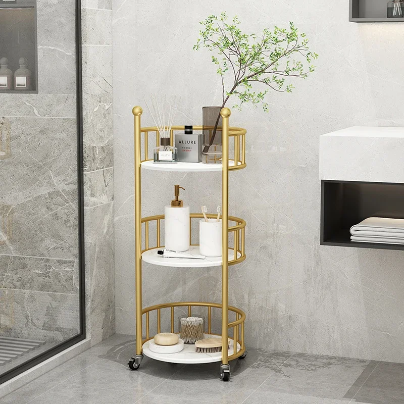 Nordic Iron Art Trolley  Creative MultiStorey Shelves, Removable Bathroom Storage, Side Tables for Living Room