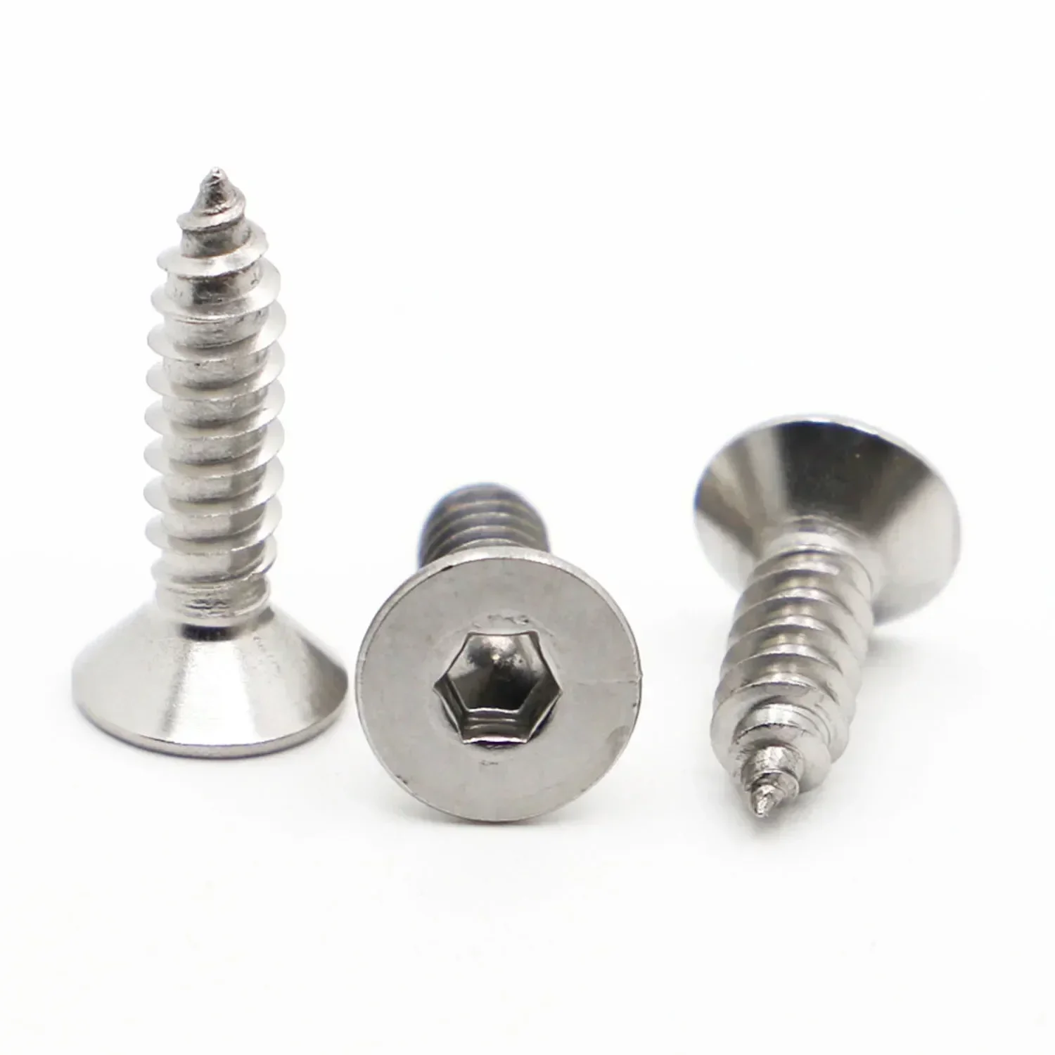 5-20pcs M2 M2.6 M3 M4 M5 M6 304 Stainless Steel Allen Flat Countersunk Hex Head Hexagon Socket Tapping Screws Wood Screw