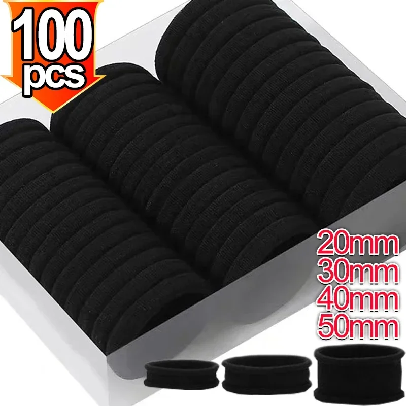 10/100PCS Basic Elastic Hair Bands Women Girls Simple Black Rubber Headband Hair Ropes Ties Ponytail Holder Accessories 2-5cm