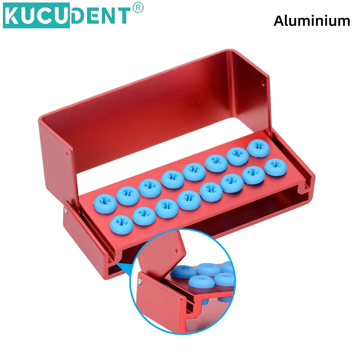 16 Holes Dental Burs Holder Block Autoclavable Aluminium Disinfection Box Endo Files Organizer for High/Low Speed Burs