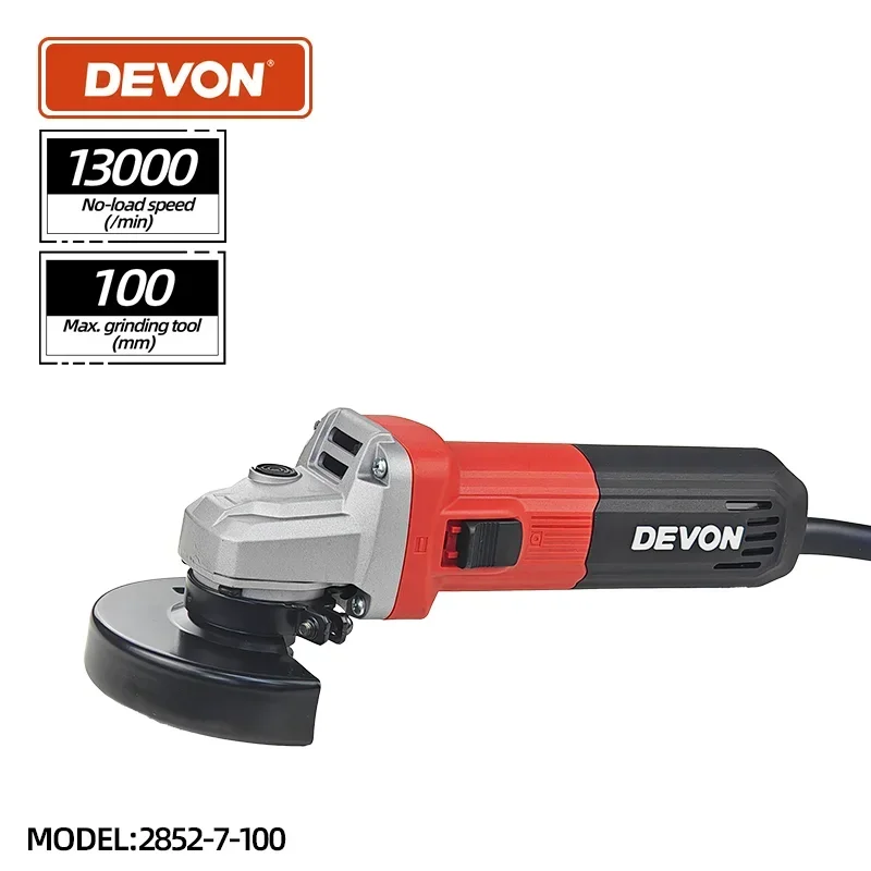 Hot Devon 2852-7-100  M14 100mm Brushless Angle Grinder Polishing Cutting Machine Home DIY AC Electric Power Tool