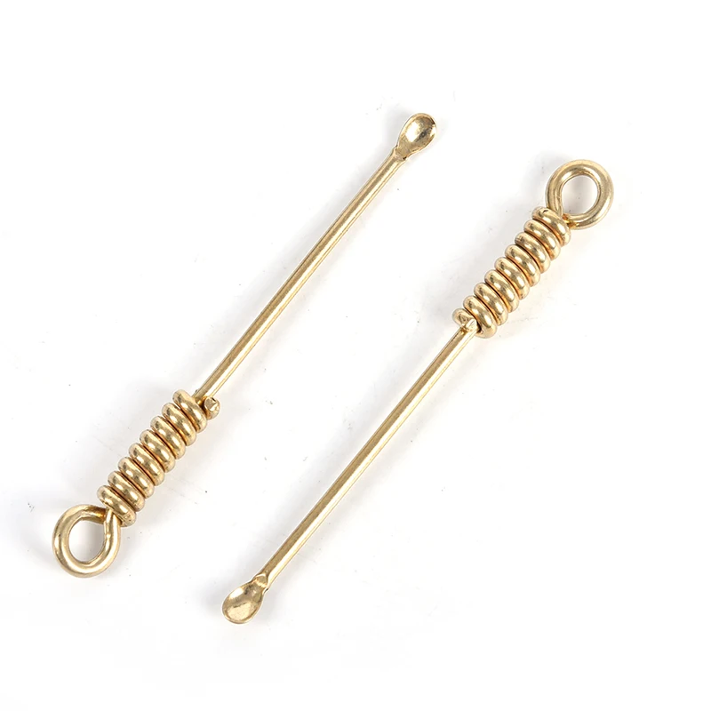 1pc Hand-made Spiral Earpick Earspoon Adult Child Vintage Brass Ear Wax Remover Keychain Accessory Curette Ear Hygiene Scoop