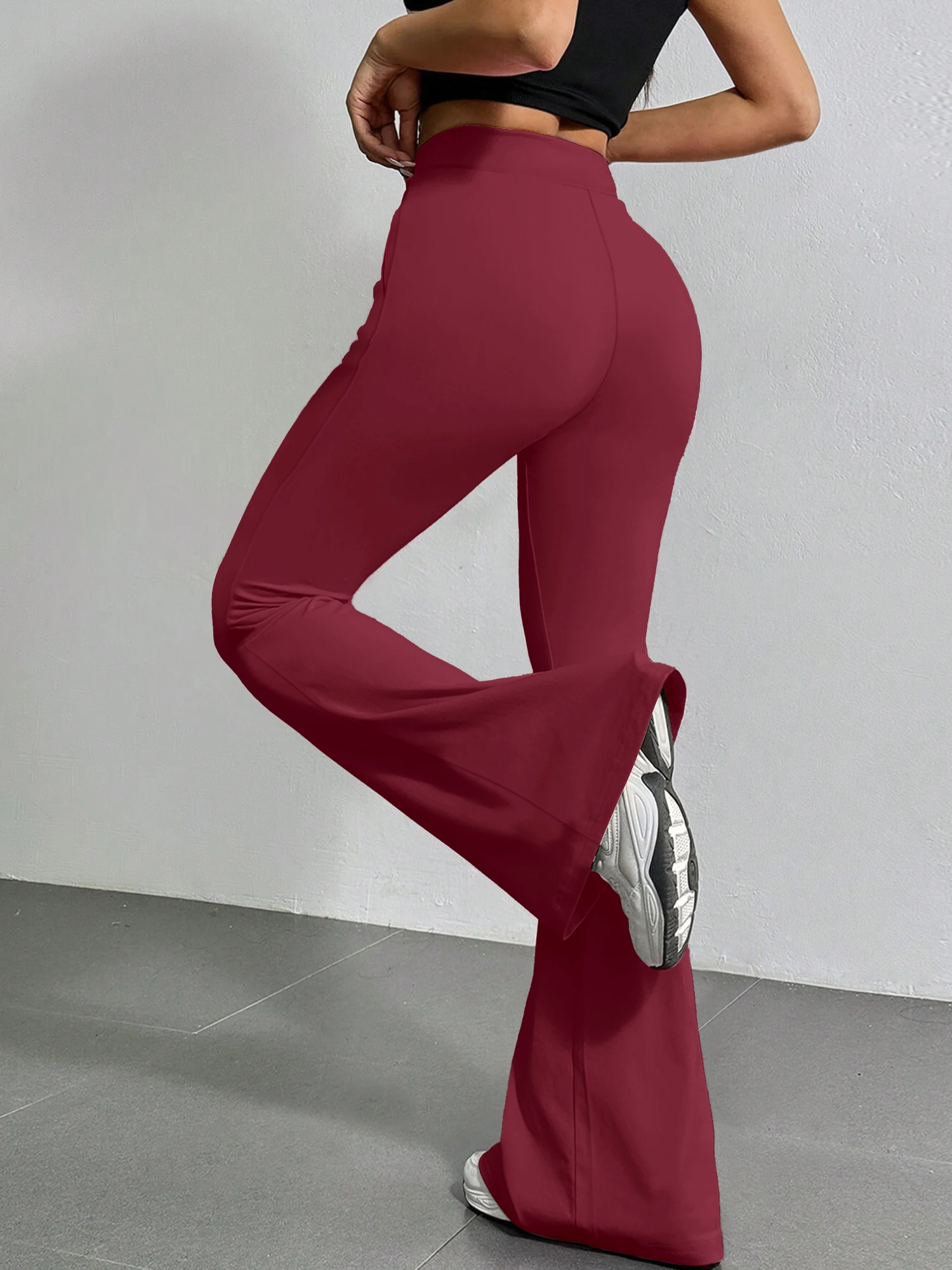 

Женские леггинсы в стиле хип-хоп с высокой талией, расклешенные, эластичные, с карманами, модные, для повседневной носки, облегающие, в уличном стиле.