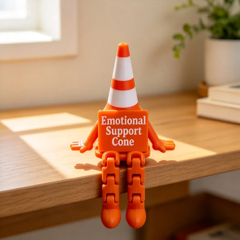 Emotional Support Traffic Cone Buddy 3d Printed Desktop Ornament Positive Desk Decort Gift For Family Friends Home Party Decort