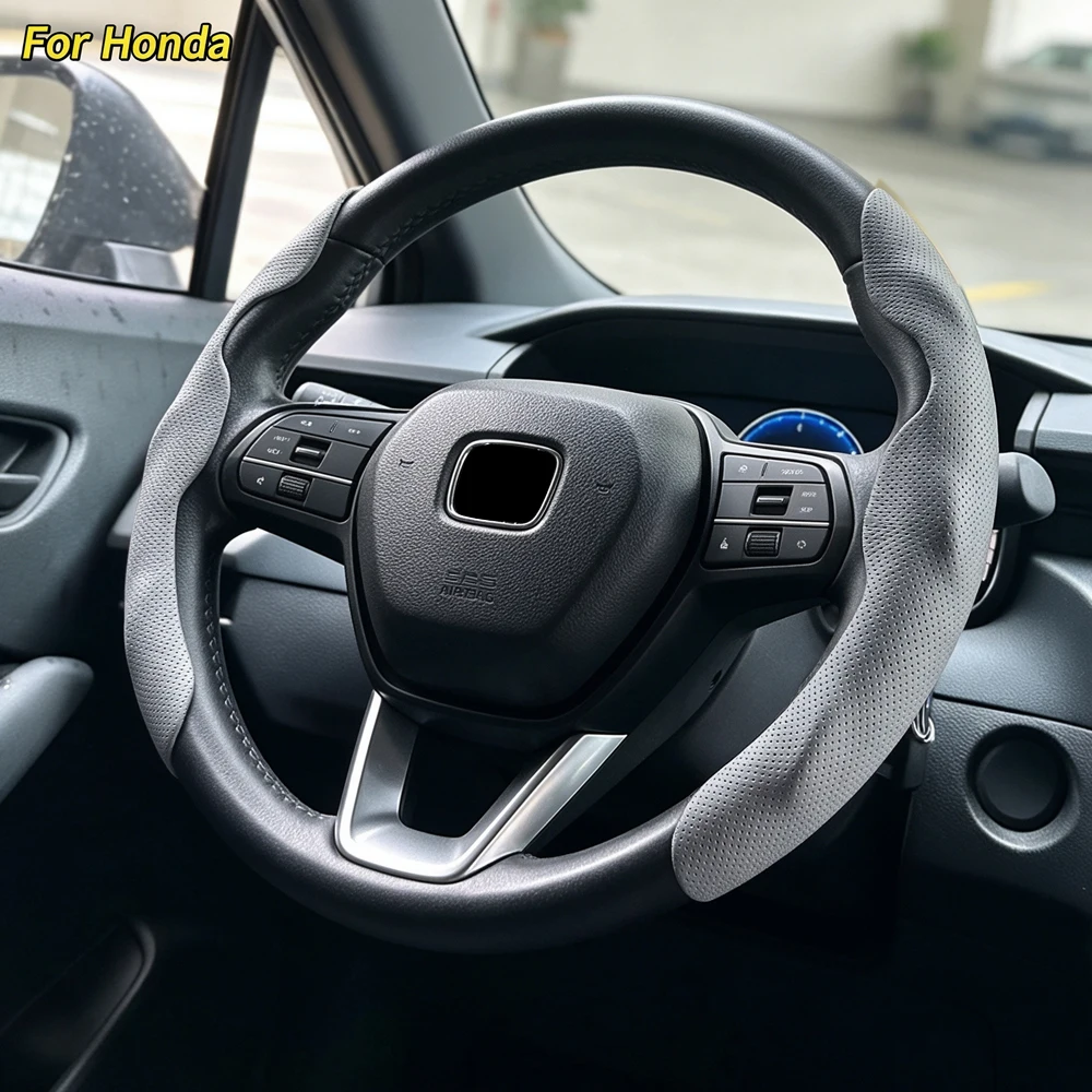 Anti Scratch Leather Car Steering Wheel Cover 38cm Universal Protector Parts For Honda Crv Civic Accord Hrv City Passport Jazz