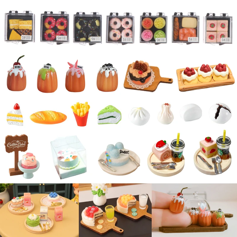 38Styles maison de poupée Miniature Simulation alimentaire fraise gaufre gâteau modèle bricolage accessoires de cuisine résine maison de poupée décoration