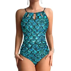 Mermaid Scales Swimsuit Animal Print One Piece Swimwear Push Up Trendy Bathing Suit Sexy Holiday Surf Design Bodysuit