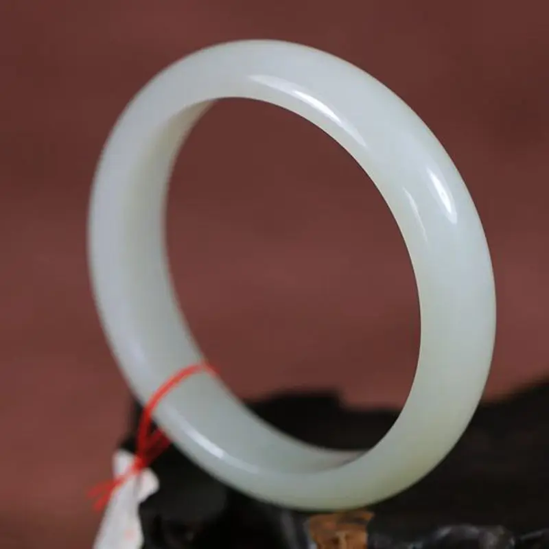 Hotan White Jade Bracelet, Natural Jadeite, Slim Design, Fashionable And Versatile