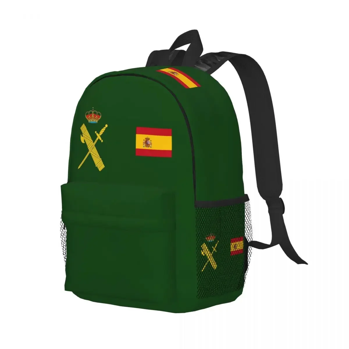 

Spain Flag Plus Emblem Civil Guard Backpack Student Boys Girls BookBag Kids School Bag Laptop Shoulder Bags for Men Women