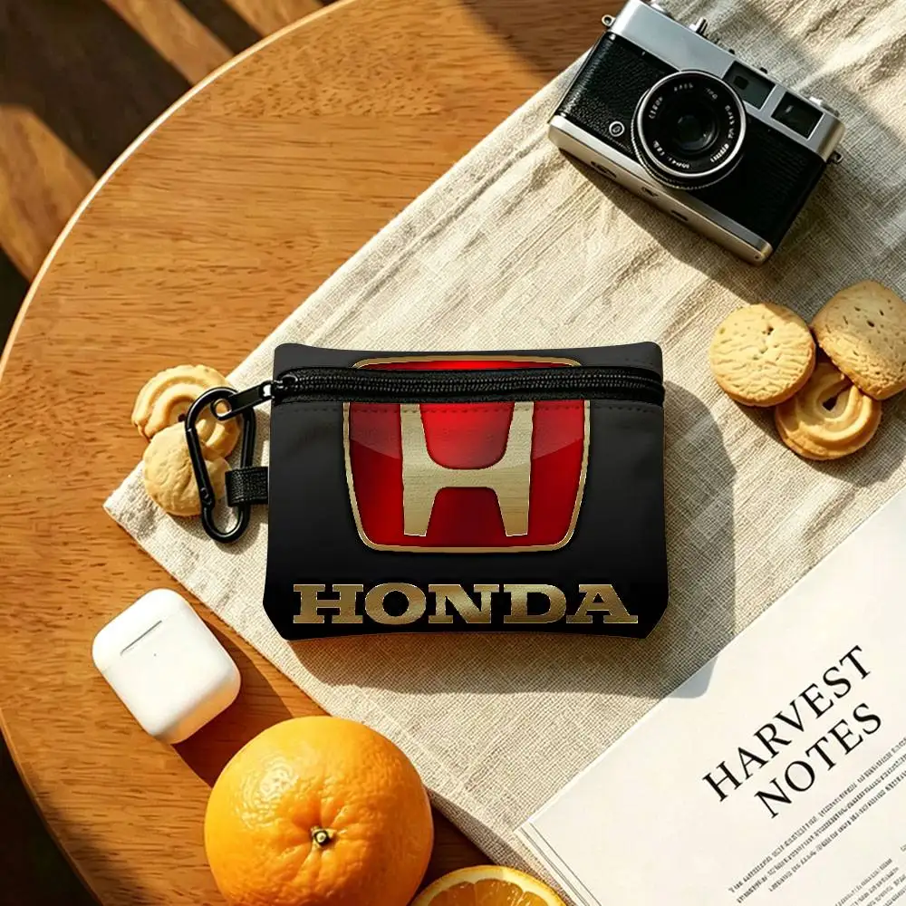 H-HRC H-HONDA Motorrad-Logo Mini-Hängetasche aus Oxford-Gewebe, strapazierfähige Münztasche mit Reißverschluss, Schlüssel- und Kartenetui mit Karabiner – Detail 8