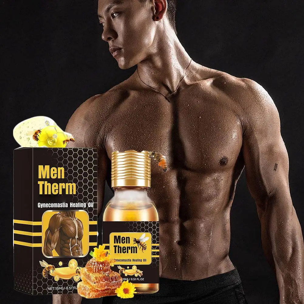 

New 15ml Men Bee Gynecomastia Heating Oil Breast Shaping Breast Firm Massage Serum Breast Tighten Oil Skin Care