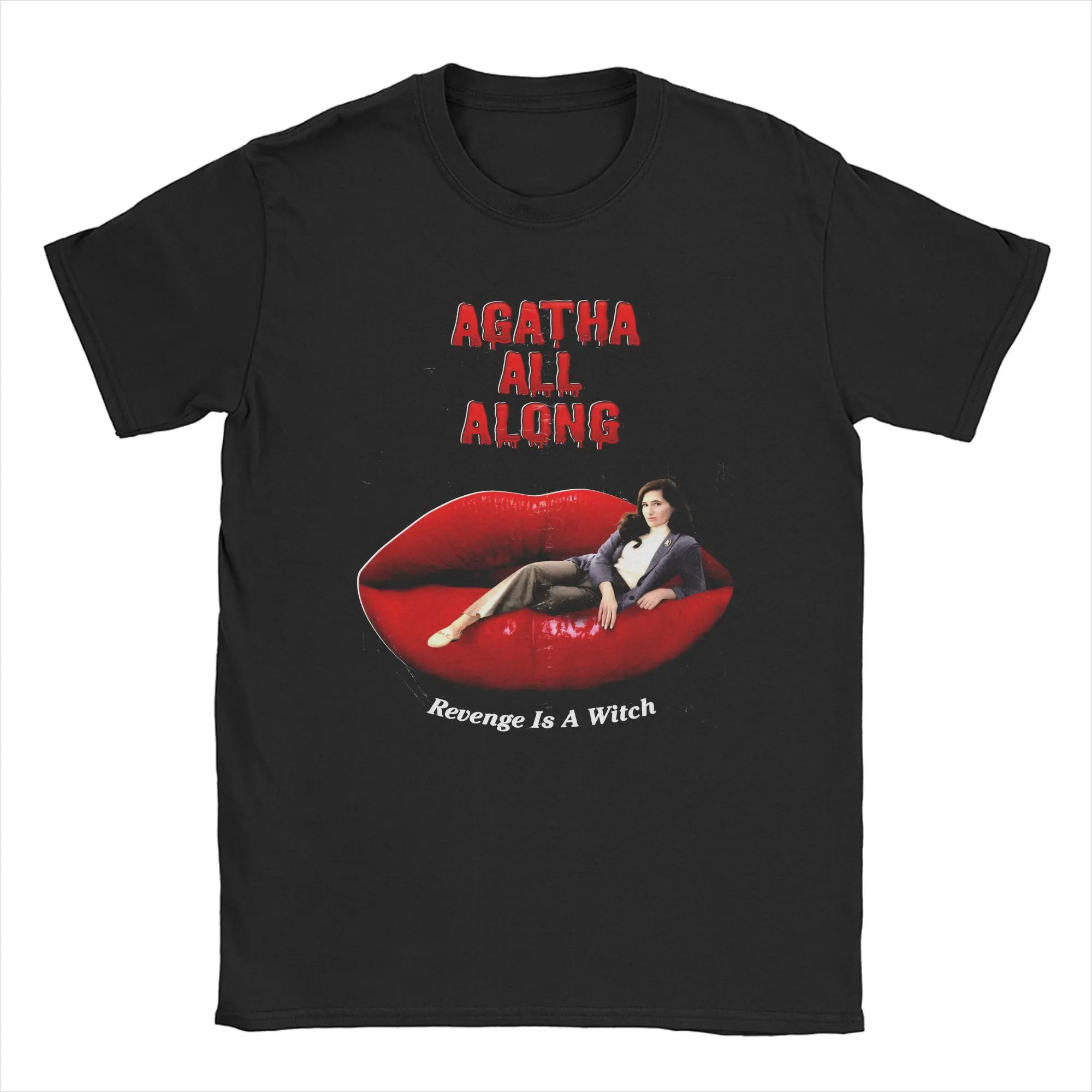 Agatha All Along Harkness Men T Shirts Revenge is A Witch Funny Tees Short Sleeve Round Neck T-Shirts Cotton Printed Clothing