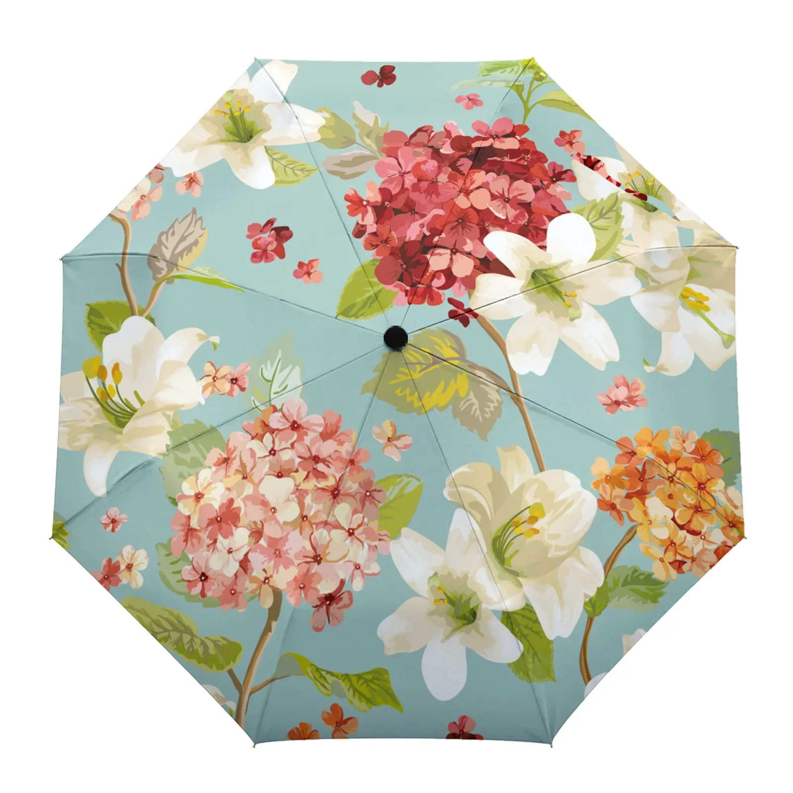 Lily Flower Colored Spring Rain Umbrella Folding Sun Umbrella Outdoor Sunscreen Anti-UV Parasol Manual Female Male Umbrella