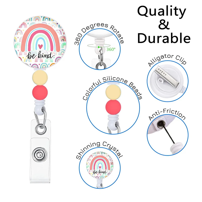 Retractable Pull Badge Nurse Cute Badge Reel Clip Badge Holder Card Doctor ID Card Clips Office Easy To Pull Buckle Hanging Rope