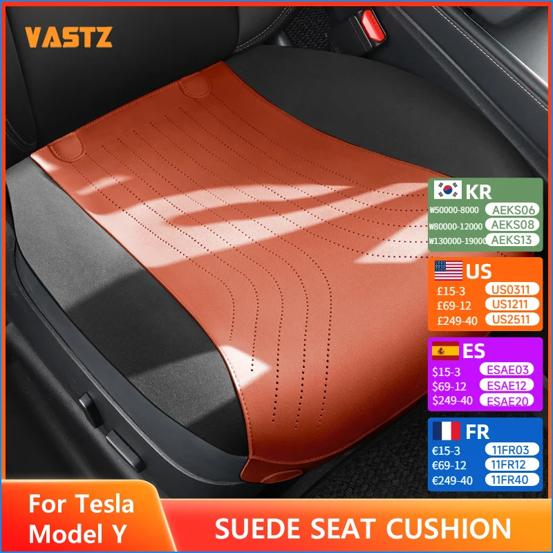 

For Tesla Model Y Tailored Suede Seat Cushions Perforated Scratch-Resistant Breathable Interior Protection Car Accessories