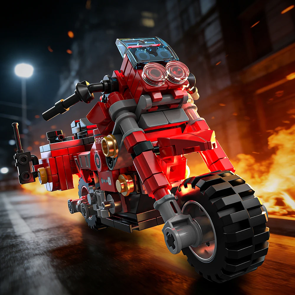 233-teiliges Rotes Motorrad-Modell Baukasten Spielzeug Feuerwehr-Motorrad Puzzle-Bausteine Lernspielzeug Schreibtisch-Deko Geschenke