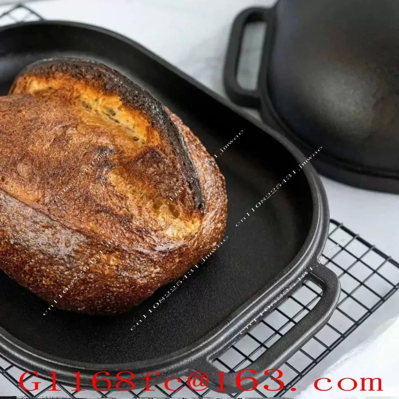 Large Oval Cast Iron Bread Pan Non-Stick Baking Mold for Sourdough Bread Oven Baking Kitchen Tool